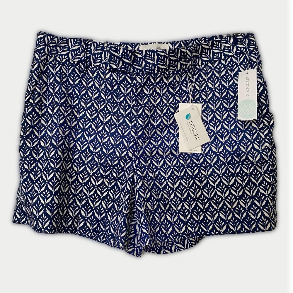 Level 99 Cindie Stretch Linen Printed Shorts NEW WITH TAGS Size 4 / 27